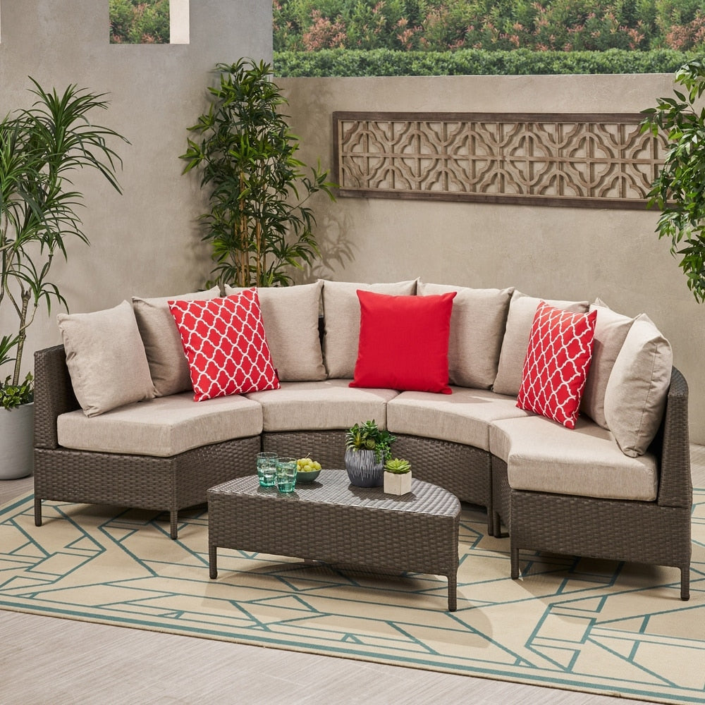 Newton Outdoor 4-seater Sectional Sofa Set by Christopher Knight Home