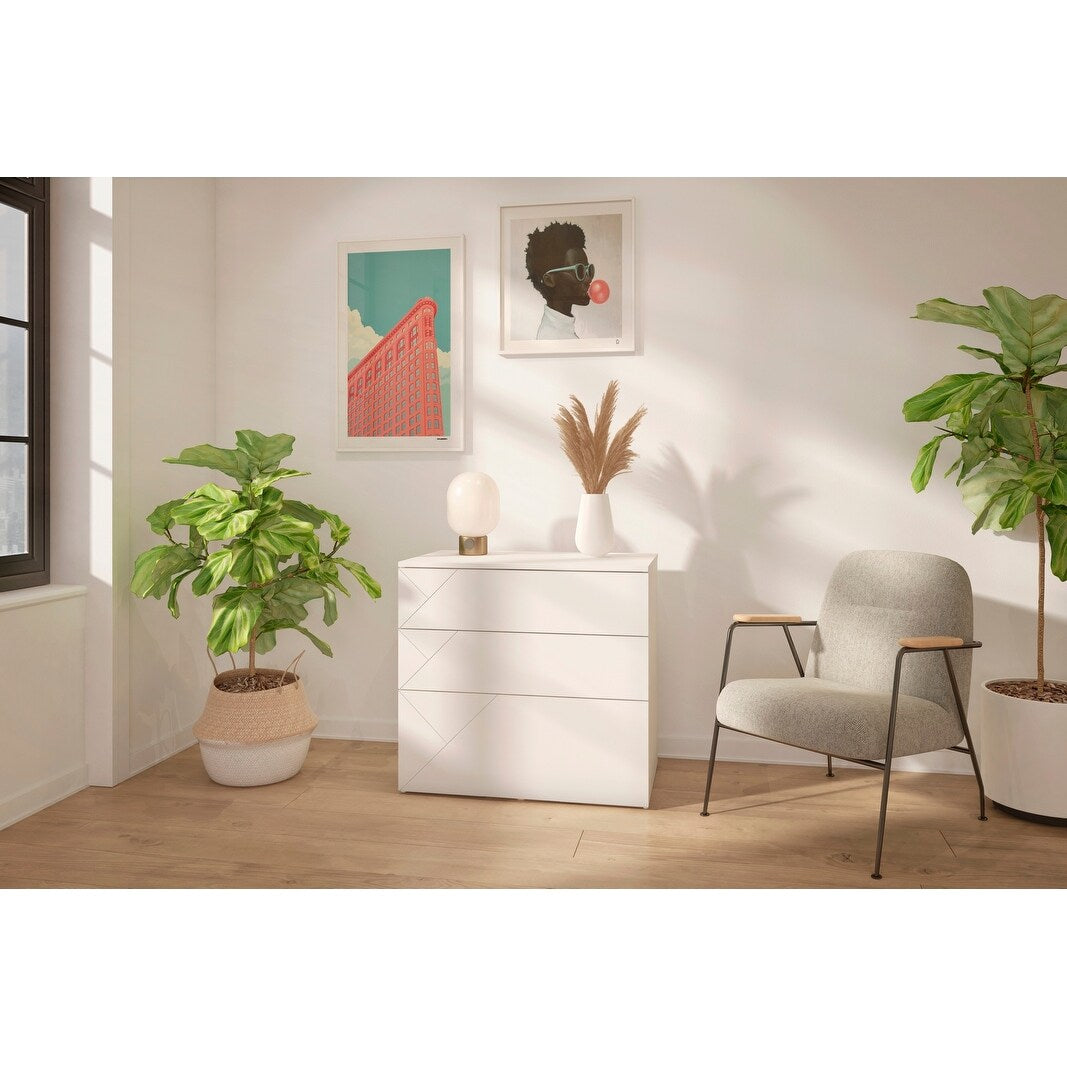 Nexera Atypik 3-Drawer Storage and Filing Cabinet