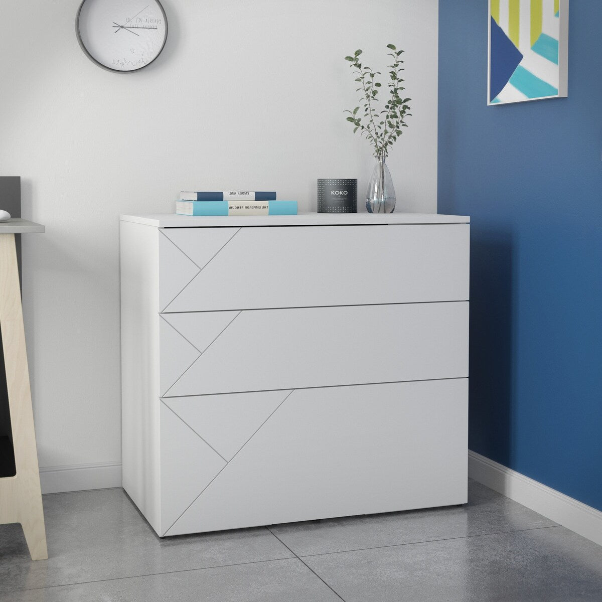 Nexera Atypik 3-Drawer Storage and Filing Cabinet