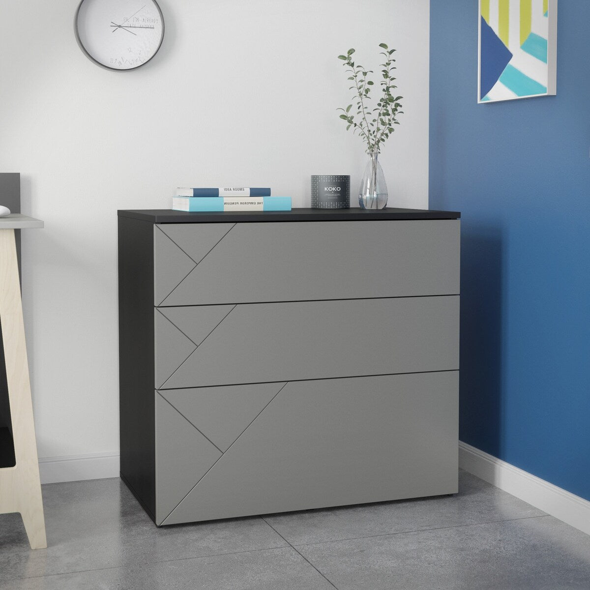 Nexera Atypik 3-Drawer Storage and Filing Cabinet