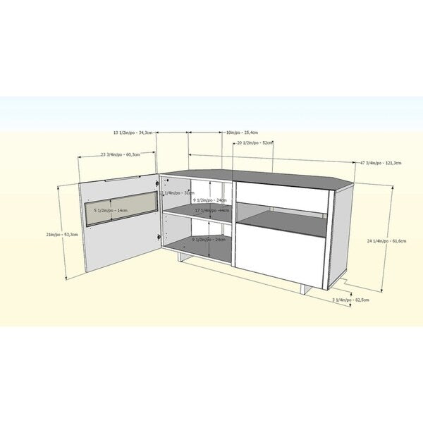 Nexera Vision 48 inch Corner TV Stand, Black
