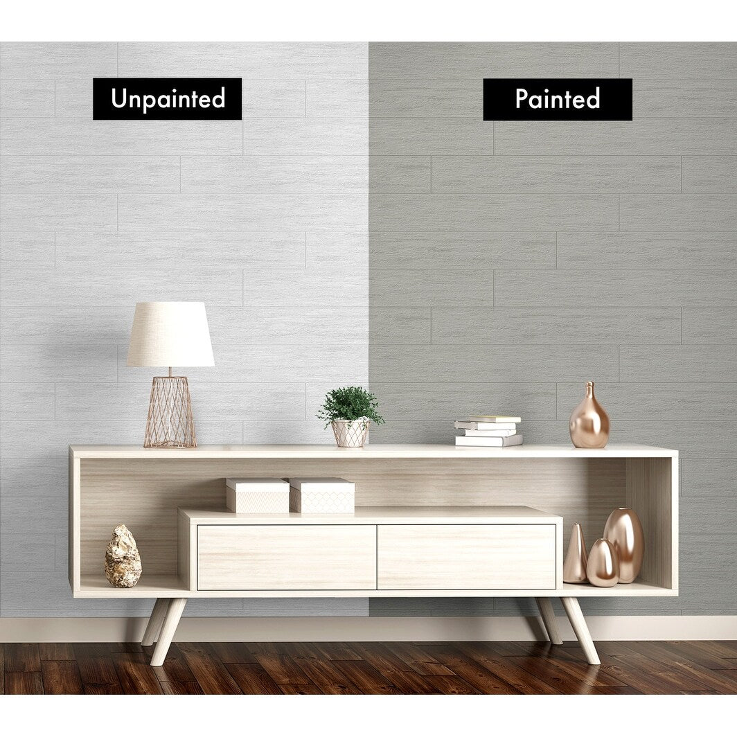 NextWall Faux Shiplap Paintable Peel and Stick Wallpaper - 20.9 in. W x 18 ft. L
