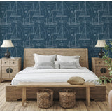 NextWall Navy Yacht Club Peel and Stick Removable Wallpaper - 20.5 in. W x 18 ft. L