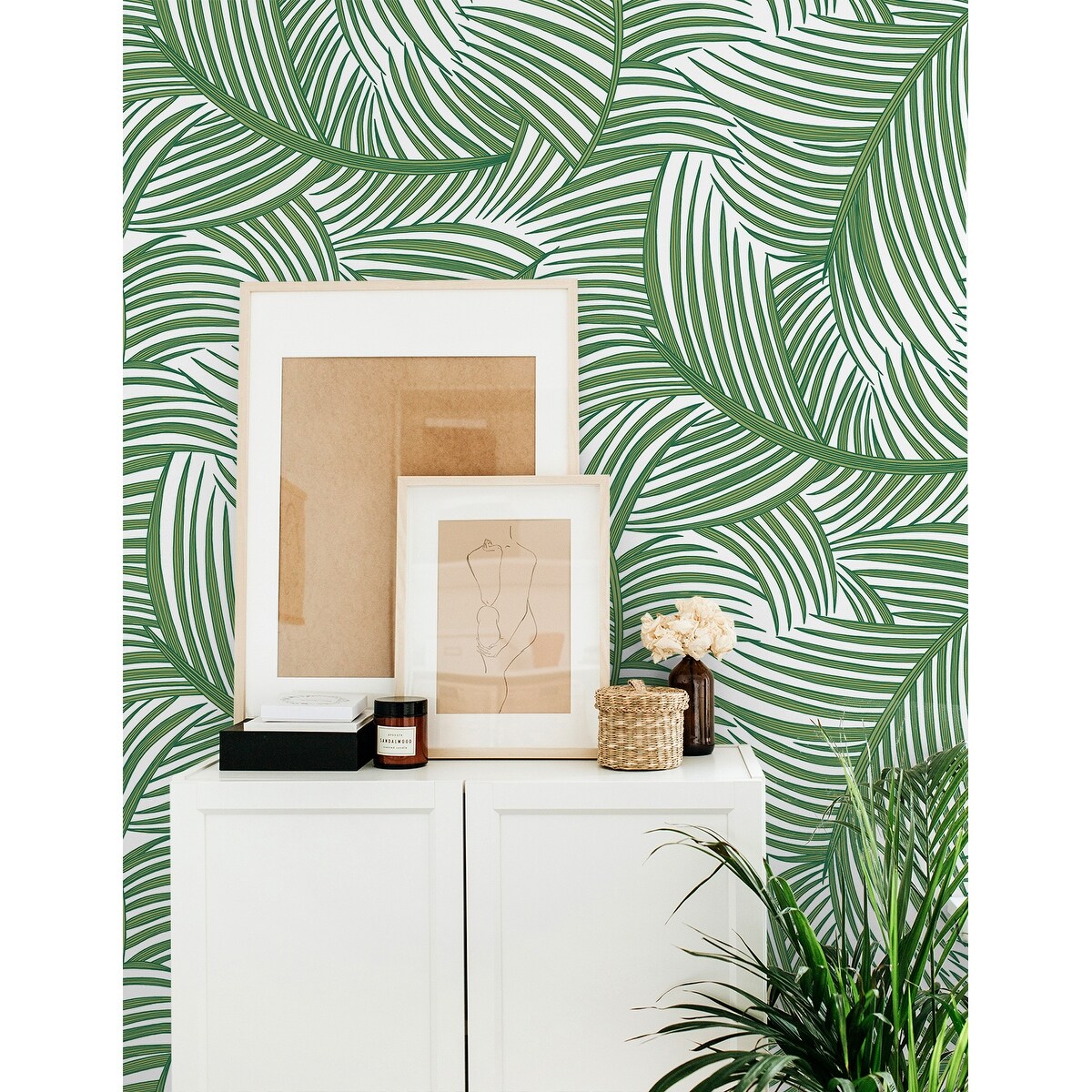 NextWall Tossed Palm Fronds Peel and Stick Wallpaper
