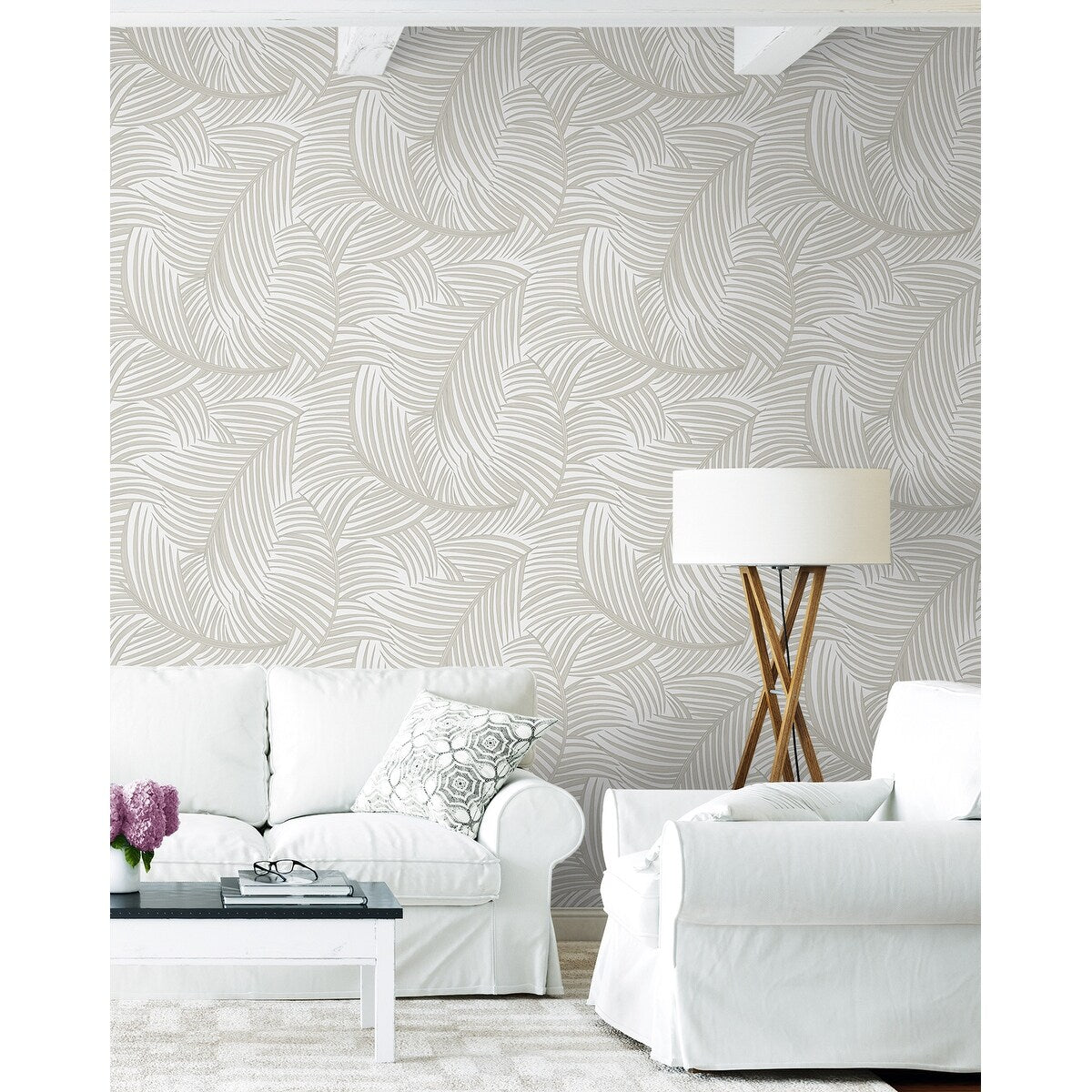 NextWall Tossed Palm Fronds Peel and Stick Wallpaper