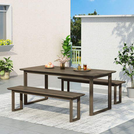 Nibley Outdoor Acacia Wood Outdoor 3 Piece Picnic Dining Set by Christopher Knight Home