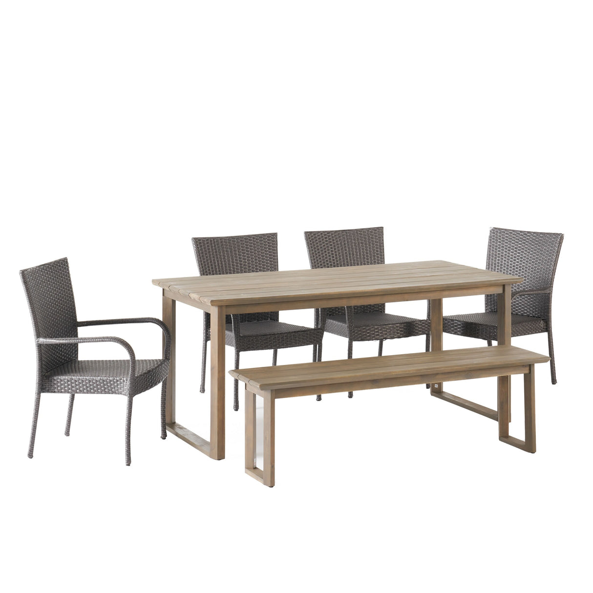 Nibley Outdoor Acacia Wood and Wicker Dining Set by Christopher Knight Home
