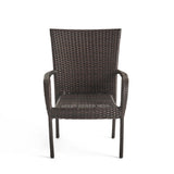 Nibley Outdoor Acacia Wood and Wicker Dining Set by Christopher Knight Home