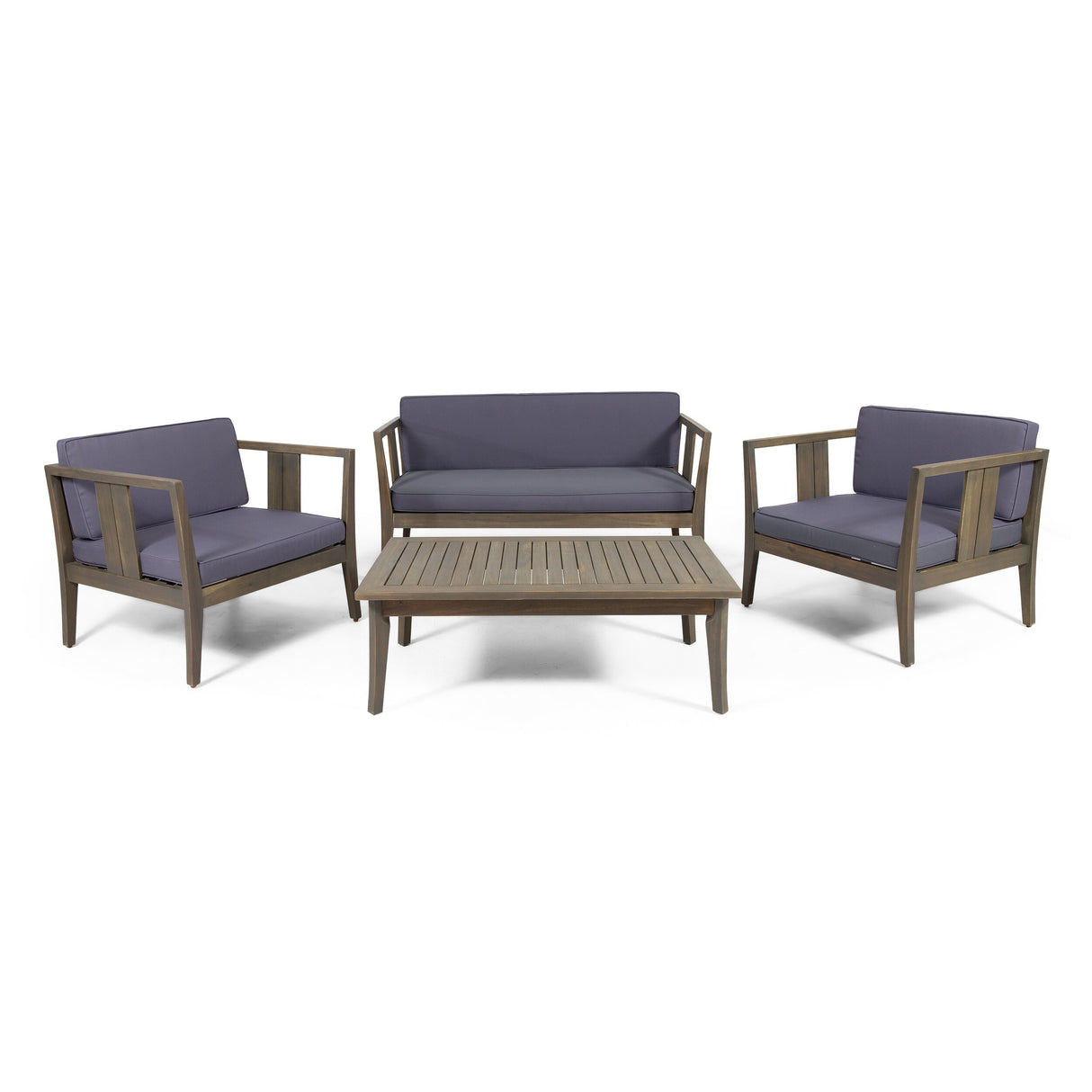 Nicholson Outdoor 4-seat Acacia Chat Set by Christopher Knight Home