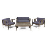 Nicholson Outdoor 4-seat Acacia Chat Set by Christopher Knight Home