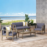 Nicholson Outdoor 4-seat Acacia Chat Set by Christopher Knight Home