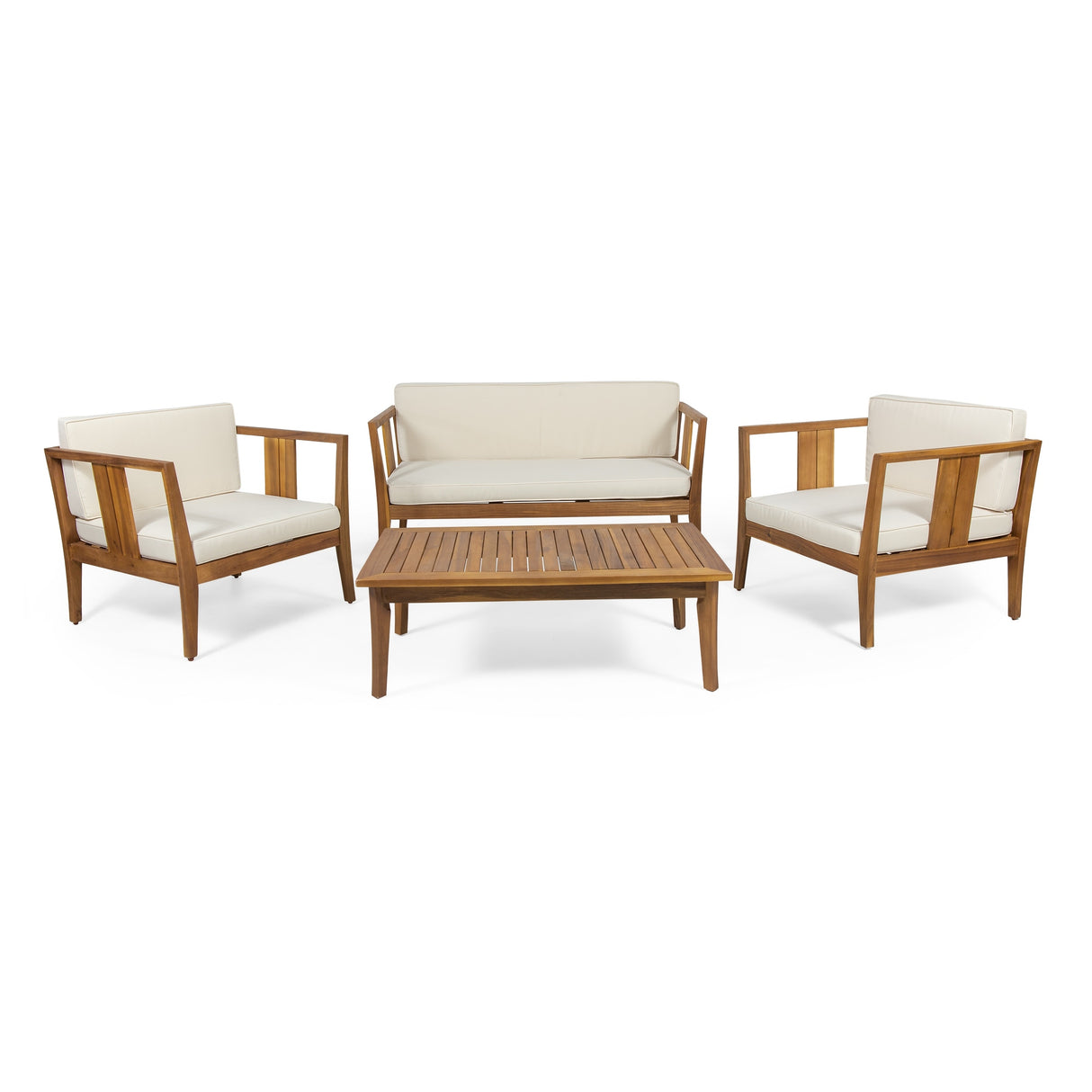 Nicholson Outdoor 4-seat Acacia Chat Set by Christopher Knight Home