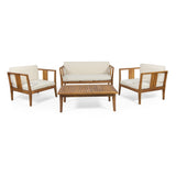 Nicholson Outdoor 4-seat Acacia Chat Set by Christopher Knight Home