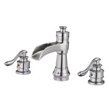 Nickel Waterfall 2 Handle Widespread Bathroom Faucet