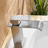 Nickel Waterfall Spout Bathroom Faucet with Drain