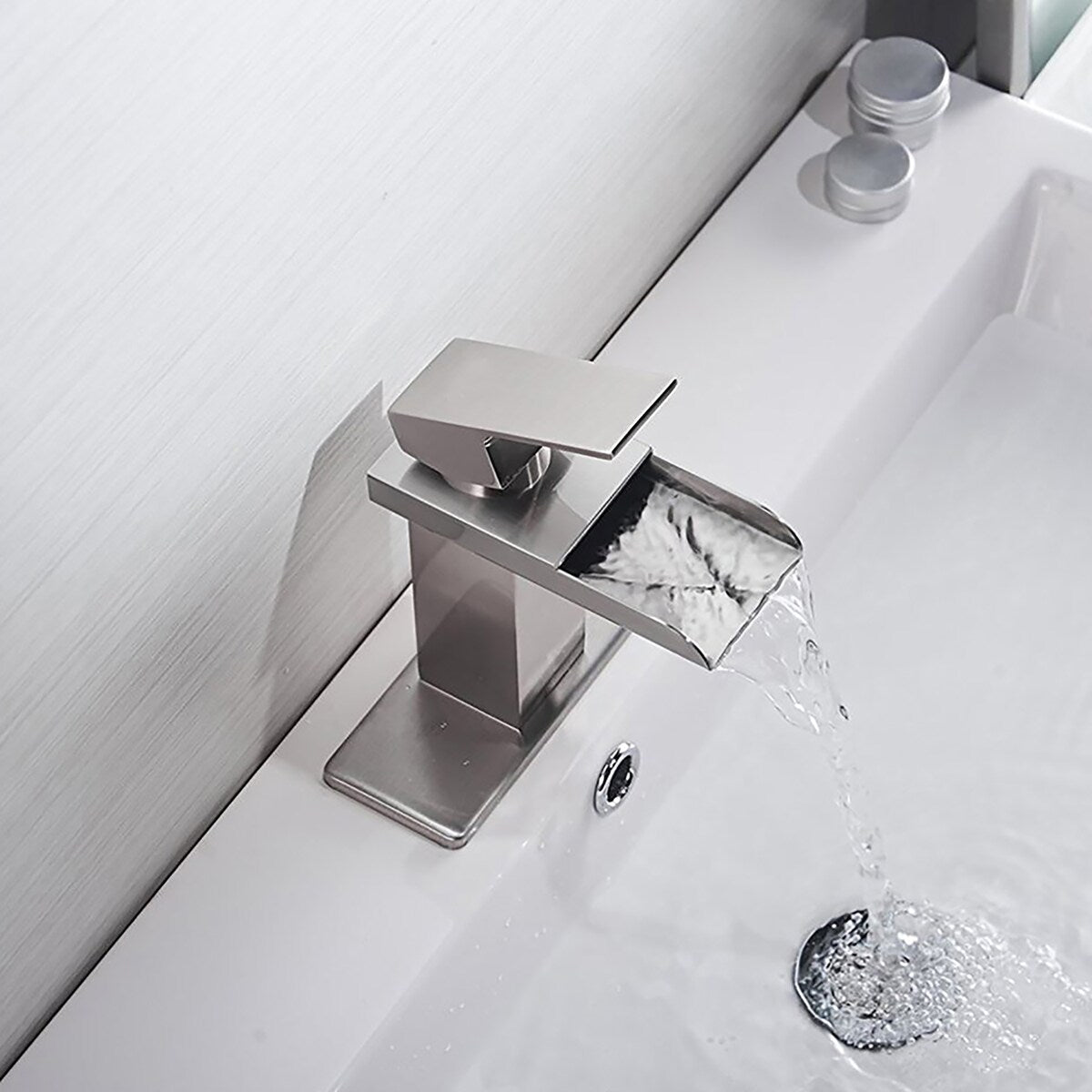 Nickel Widespread Single Handle Bathroom Faucet