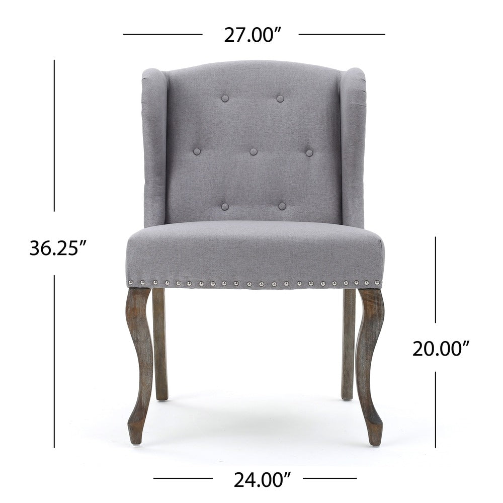 Niclas Wing Back Studded Fabric Accent Chairs (Set of 2) by Christopher Knight Home