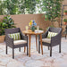 Nicola Outdoor 3 Piece Wood and Wicker Bistro Set by Christopher Knight Home - N/A