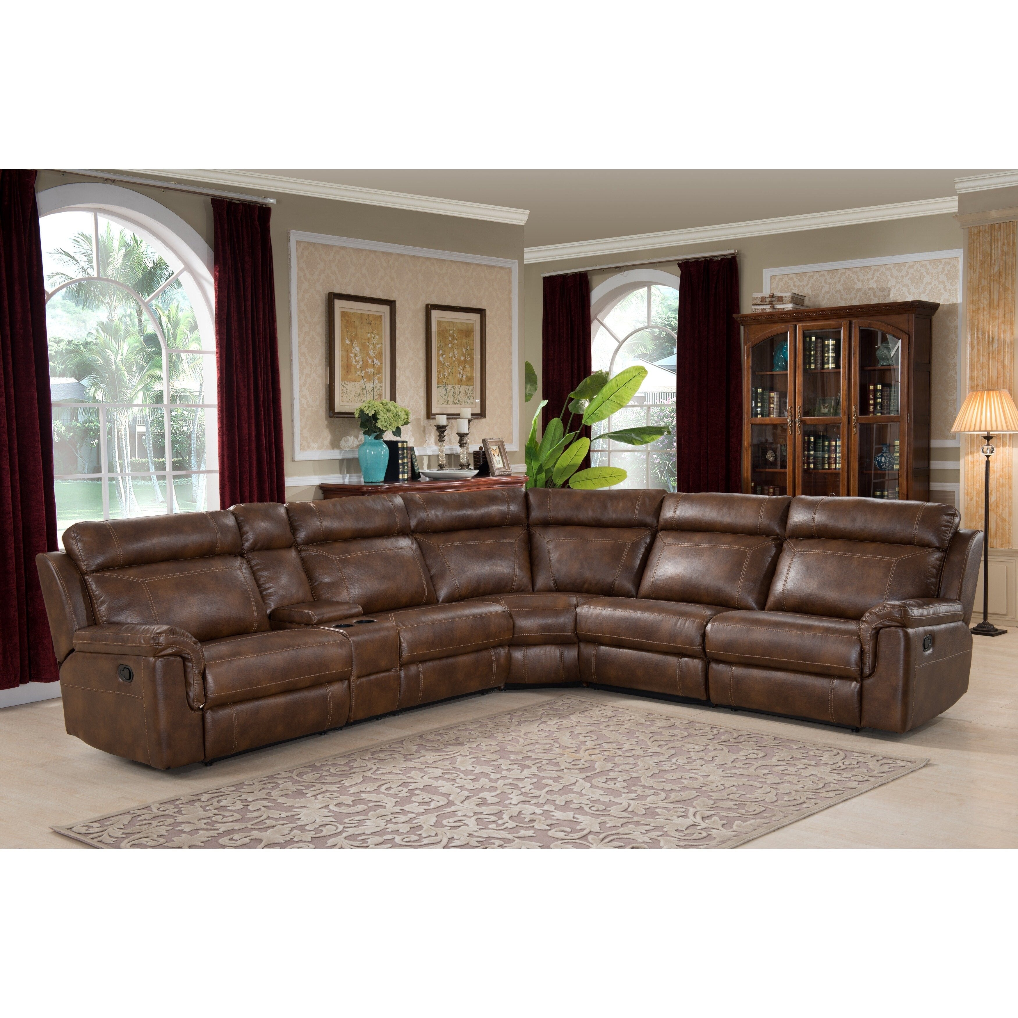 Nicole Reclining Faux Leather Upholstered Sectional Sofa Brown Power Recline