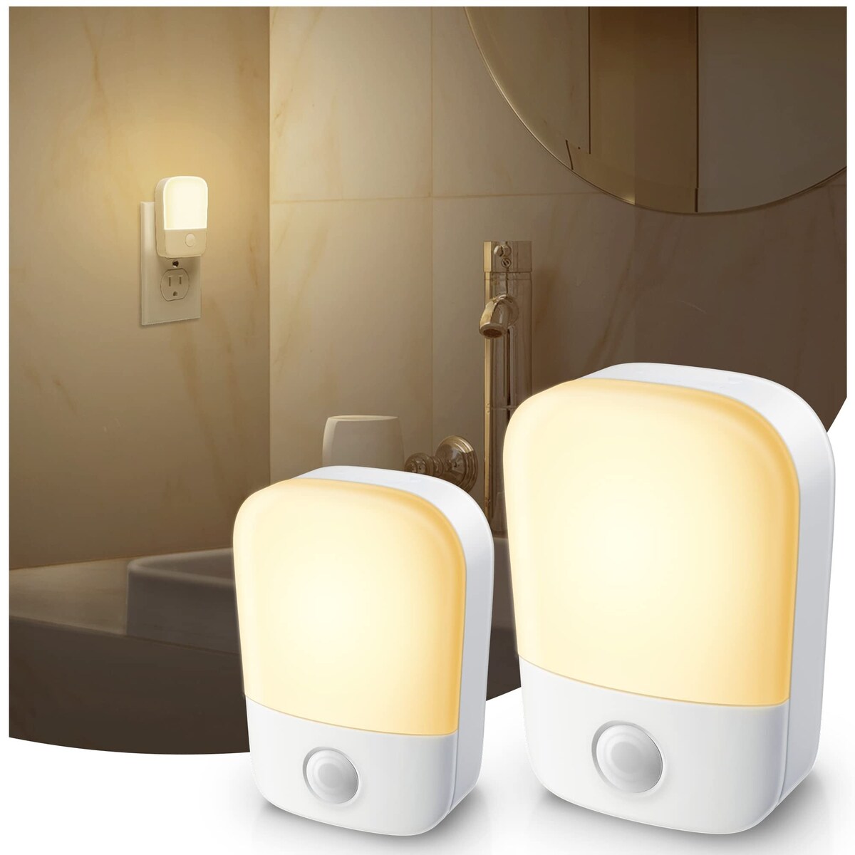 Night Lights Plug into Wall, Night Light with Dusk to Dawn Sensor, 30/60LM Adjustable Brightness, Nightlights for Kids