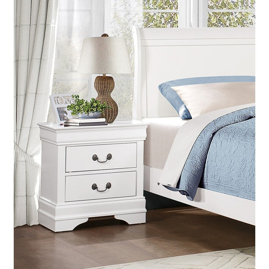 Nightstand 1pc Antique Drop Handles Drawers Bed Side Table