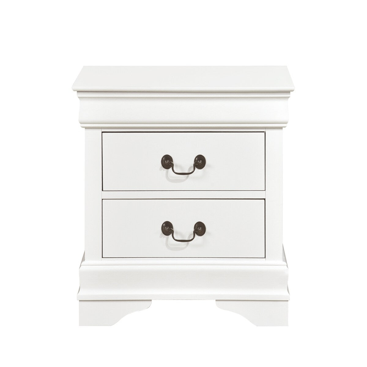Nightstand 1pc Antique Drop Handles Drawers Bed Side Table