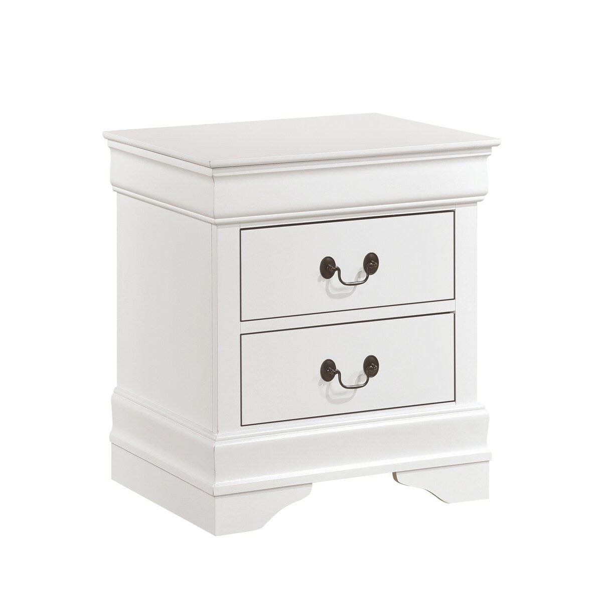 Nightstand 1pc Antique Drop Handles Drawers Bed Side Table
