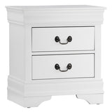Nightstand 1pc Antique Drop Handles Drawers Bed Side Table