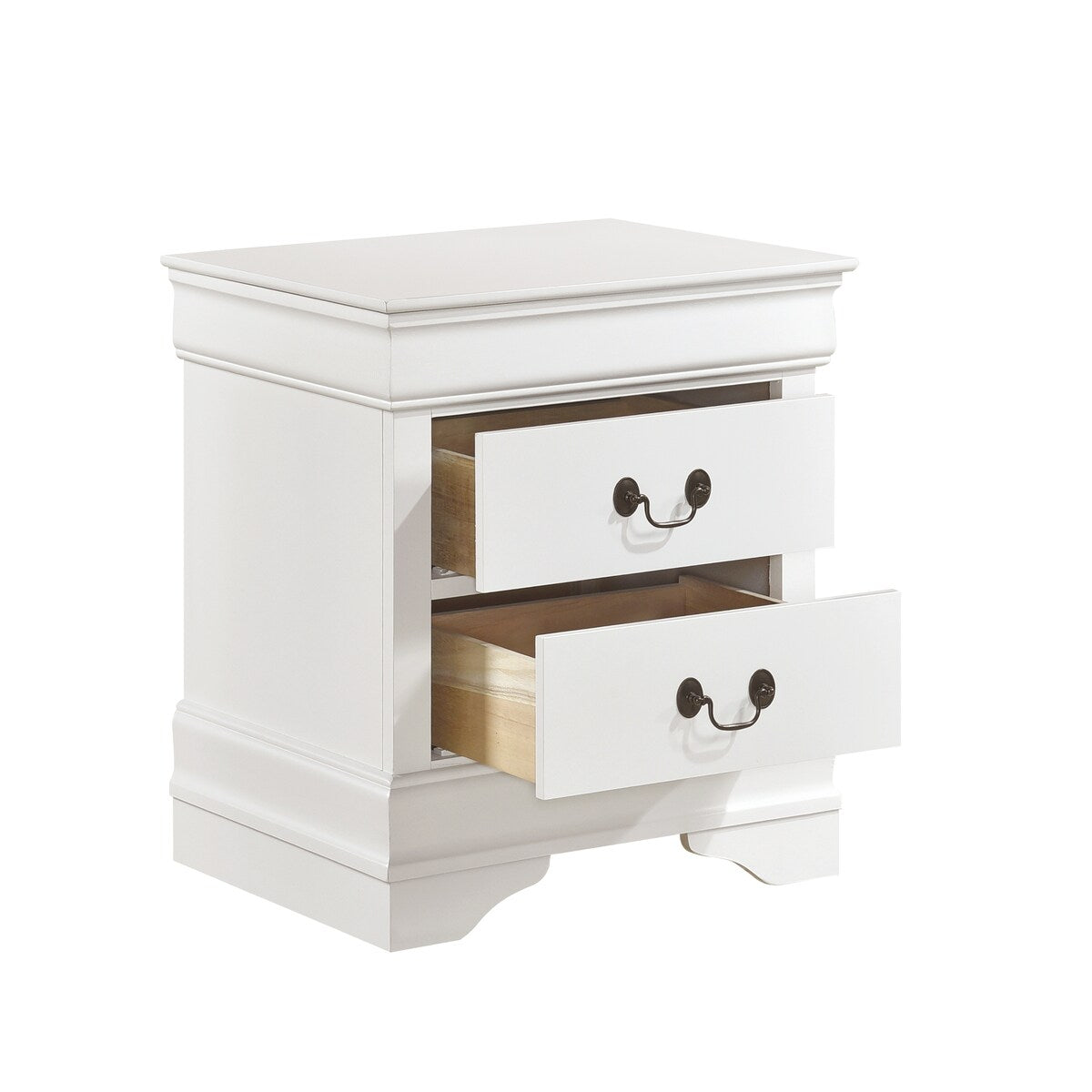 Nightstand 1pc Antique Drop Handles Drawers Bed Side Table