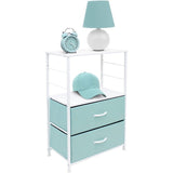 Nightstand 2-Drawer Shelf Storage - Bedside Furniture End Table Chest