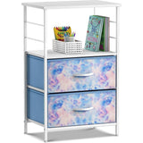 Nightstand 2-Drawer Shelf Storage - Bedside Furniture End Table Chest