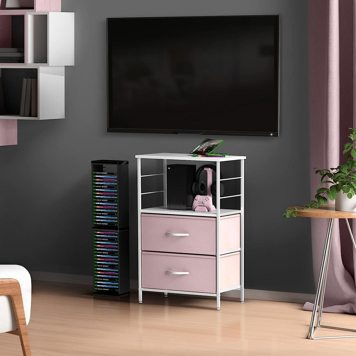 Nightstand 2-Drawer Shelf Storage - Bedside Furniture End Table Chest
