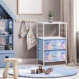 Nightstand 2-Drawer Shelf Storage - Bedside Furniture End Table Chest