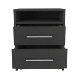 Nightstand 20"H, Two Drawers, Superior Top, Metal Handles, Black
