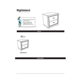 Nightstand Solid wood Acrylic Hardware 2-Drawers bedside Table
