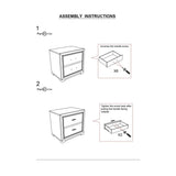 Nightstand Solid wood Acrylic Hardware 2-Drawers bedside Table