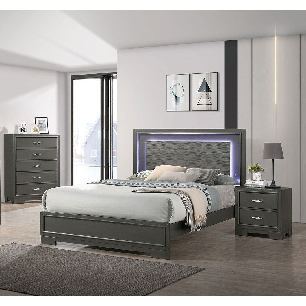 Nightstand Solid wood Acrylic Hardware 2-Drawers bedside Table