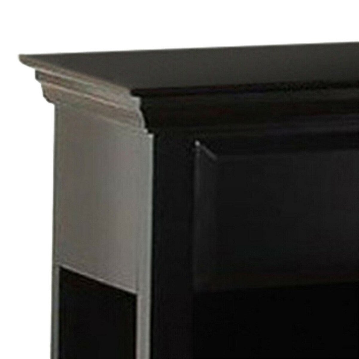 Nightstand Bedside Table Chest with 1 Drawer and Shelf in Black Finish