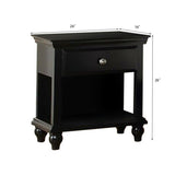 Nightstand Bedside Table Chest with 1 Drawer and Shelf in Black Finish