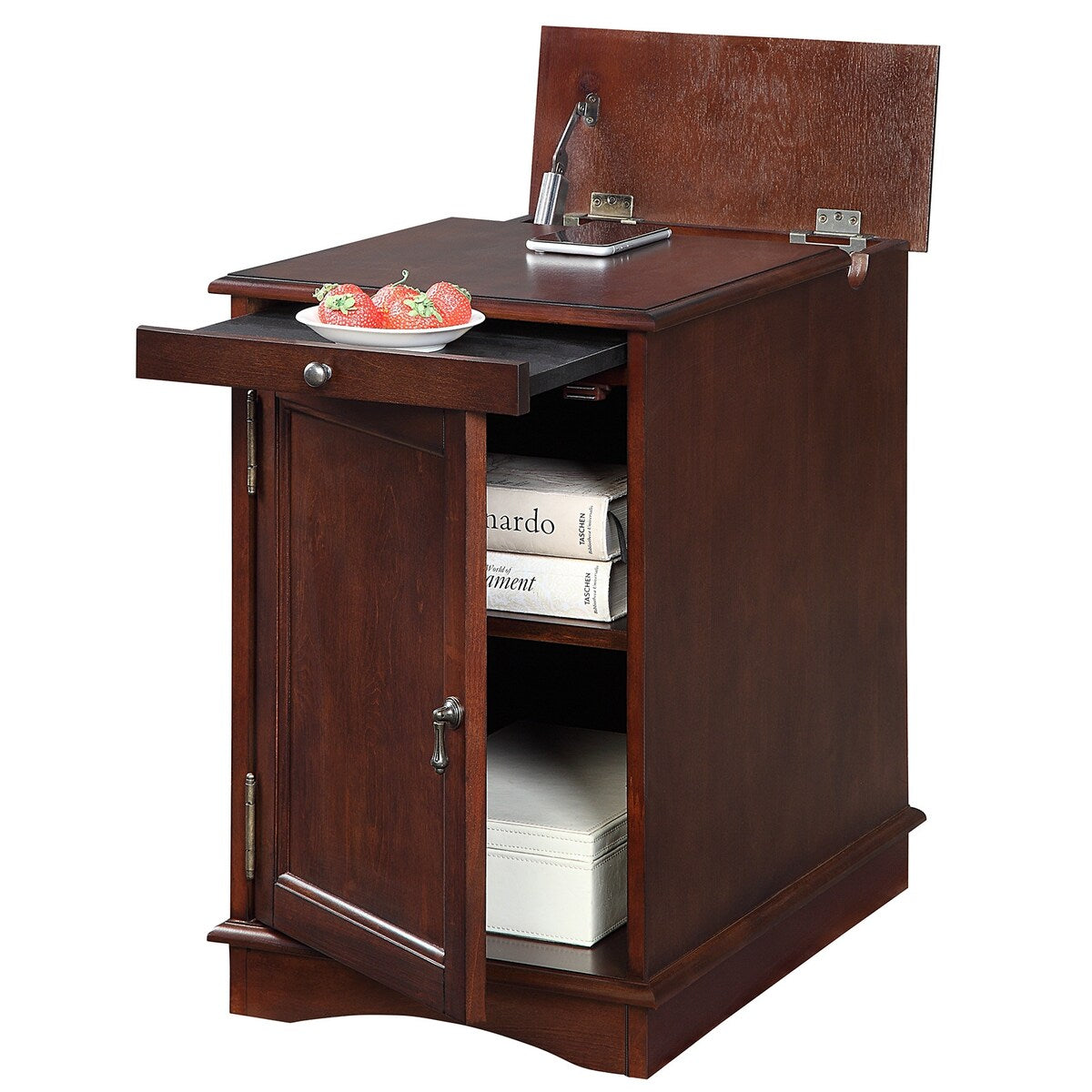 Nightstand Birch Finish with USB Outlet Nightstand Multifunctional