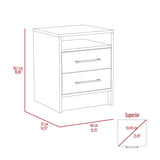 Nightstand Cartiz, Two Drawers, White / Light Oak Finish,High quality and durable