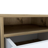 Nightstand Cartiz, Two Drawers, White / Light Oak Finish,High quality and durable