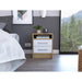 Nightstand Cartiz, Two Drawers, White / Light Oak Finish,High quality and durable