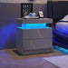 Nightstand LED Bedside Table Cabinet Lights Modern End Side with 2 Drawers for Bedroom