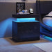 Nightstand LED Bedside Table Cabinet Lights Modern End Side with 2 Drawers for Bedroom