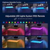 Nightstand LED Bedside Table Cabinet Lights Modern End Side with 2 Drawers