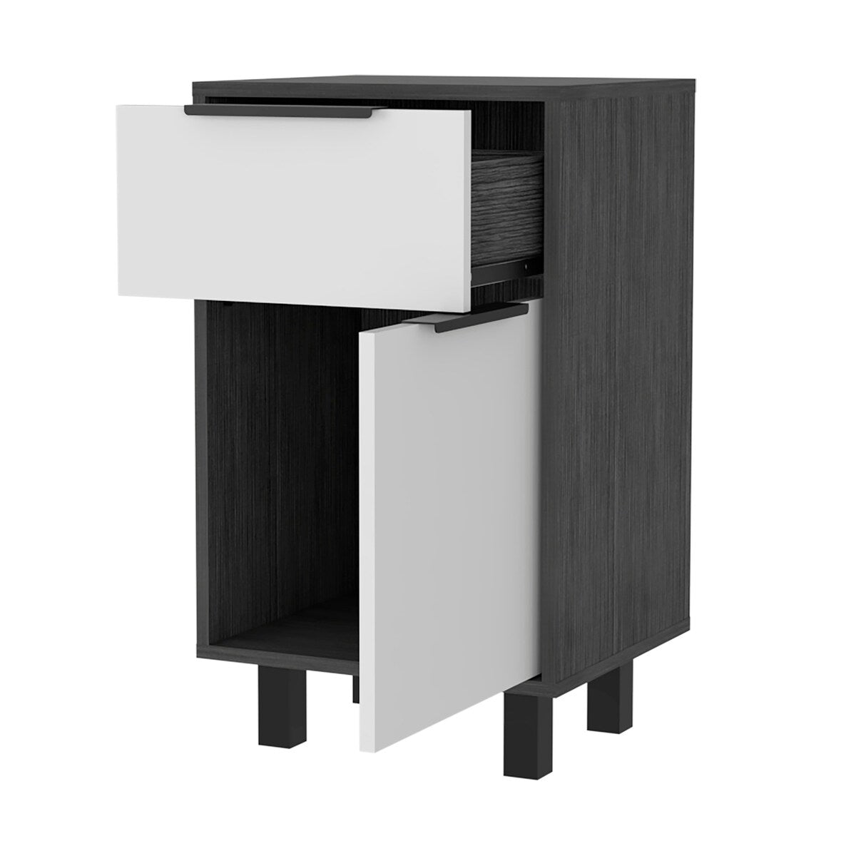Nightstand Maryland Z, One Drawer, One Cabinet, Pine / White Finish