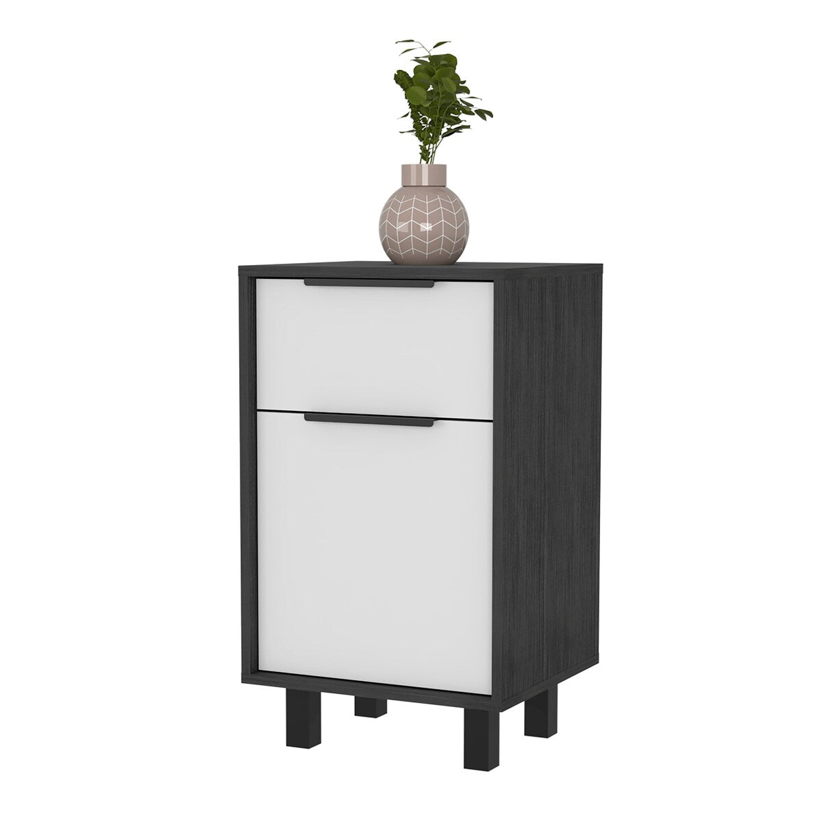 Nightstand Maryland Z, One Drawer, One Cabinet, Pine / White Finish