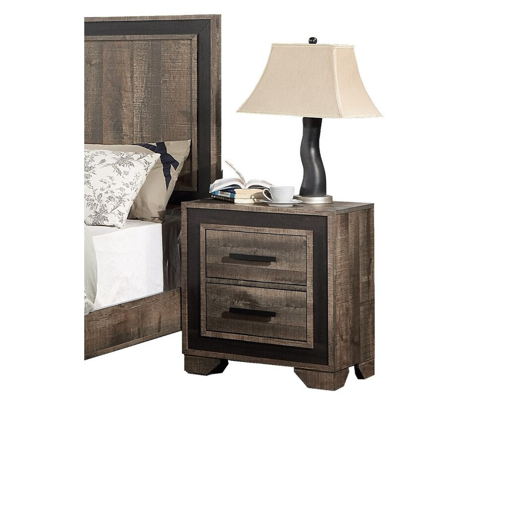 Nightstand Paper veneer Bedroom Furniture 2-Drawers Bedside Table