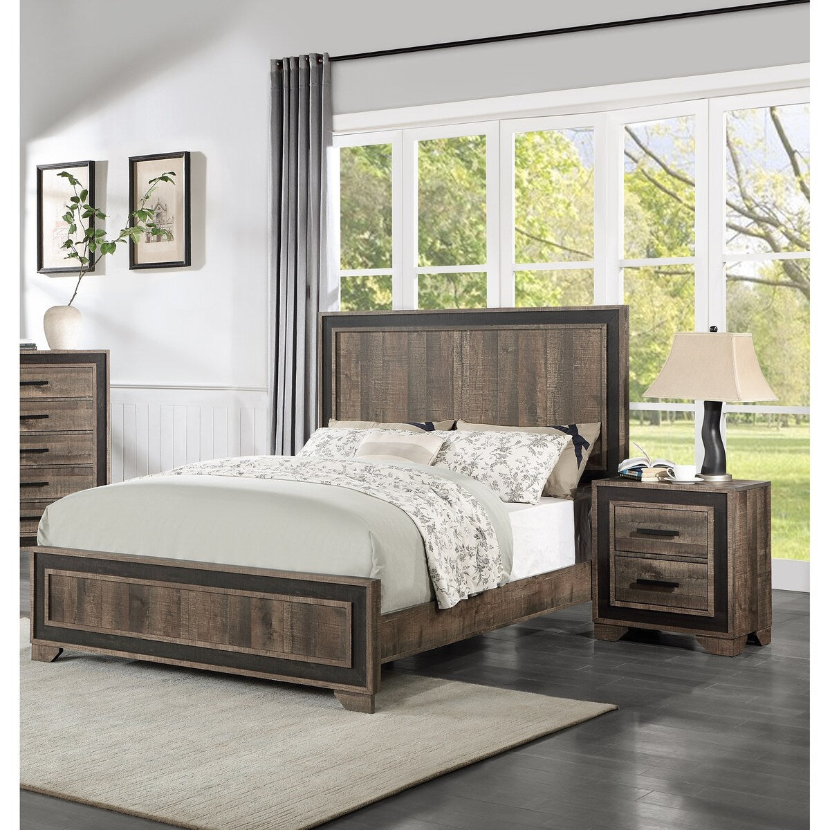 Nightstand Paper veneer Bedroom Furniture 2-Drawers Bedside Table